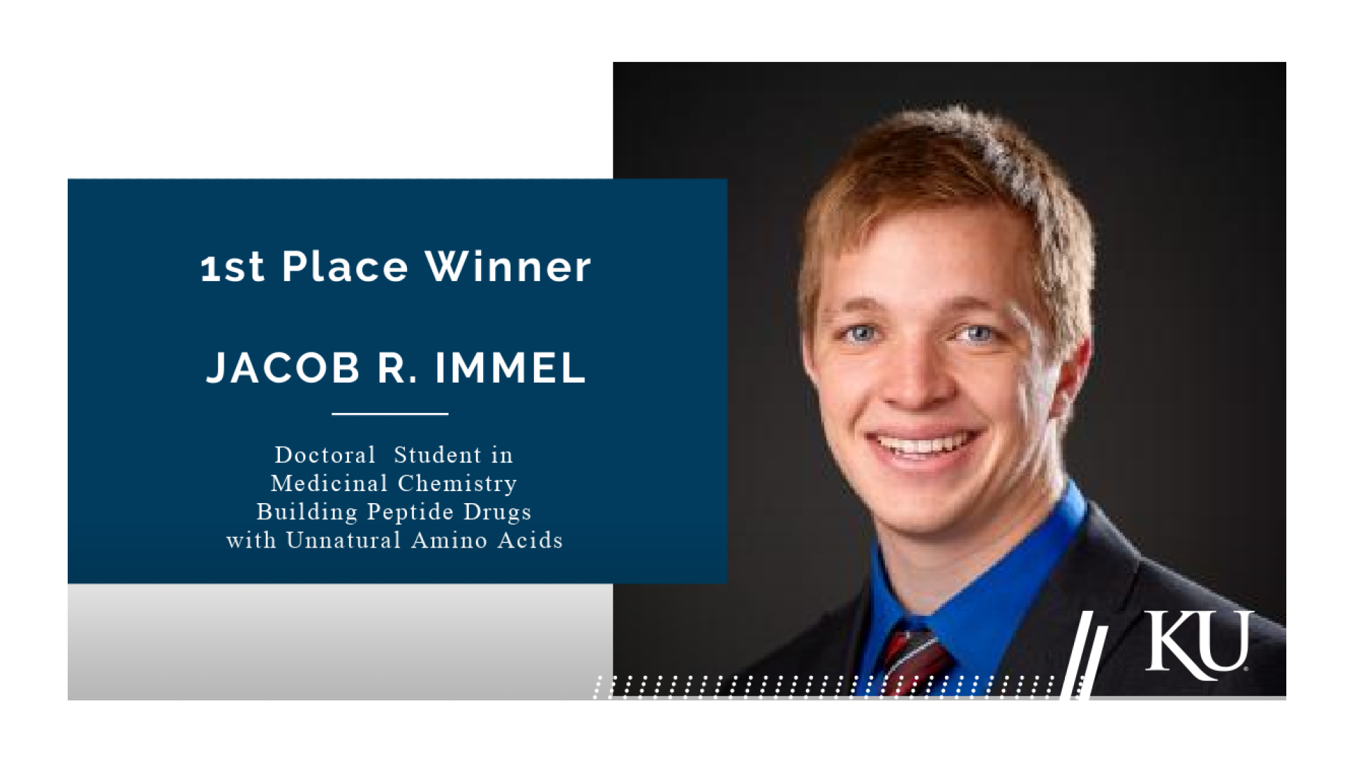 Image of Jacob R. Immel with a text box that indicates he is the first place winner